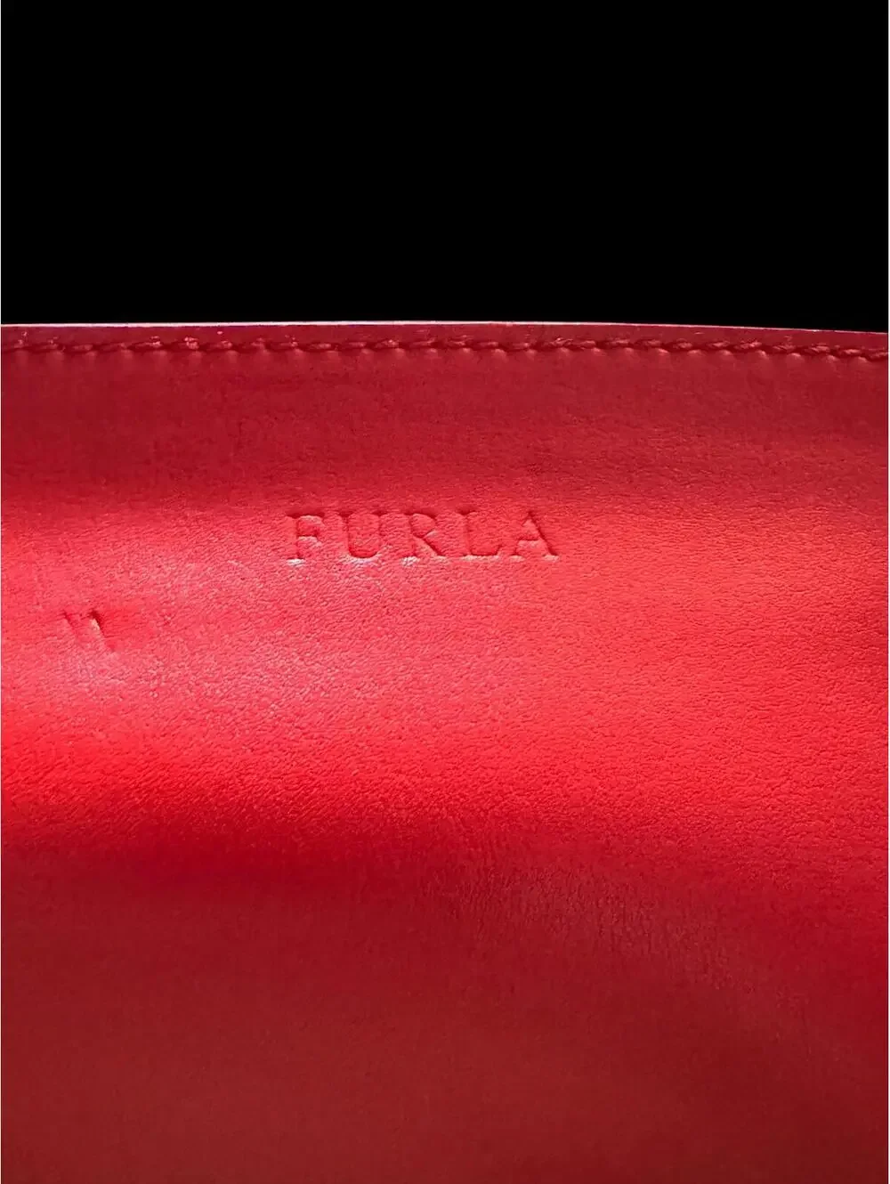 Furla Red Leather Shoulder Bag with Studded Strap